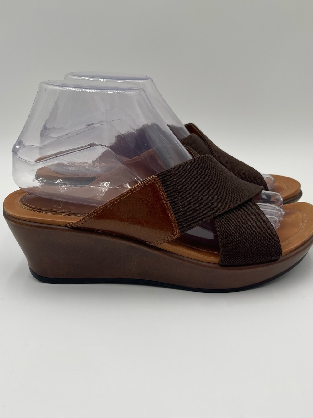 Dansko Ava Brown stretch Fabric Wedge Sandals Slip On Women's Size 38 US 7.5-8 - Picture 4 of 13